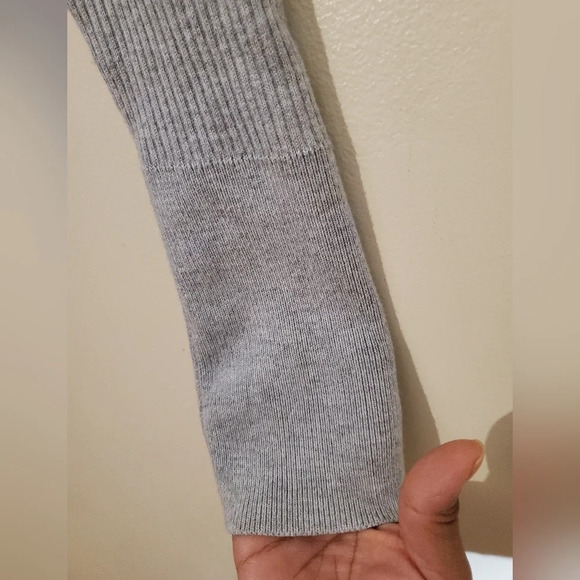 Elodie wool blend v neck ribbed sweater size L grey - Picture 5 of 8